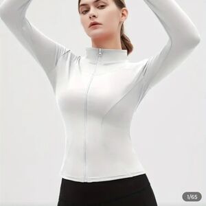 Women's White Zip-Up Top
